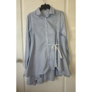 Palmer Harding Shirt Button Up Blouse Asymmetric Striped Long Sleeve Size 10